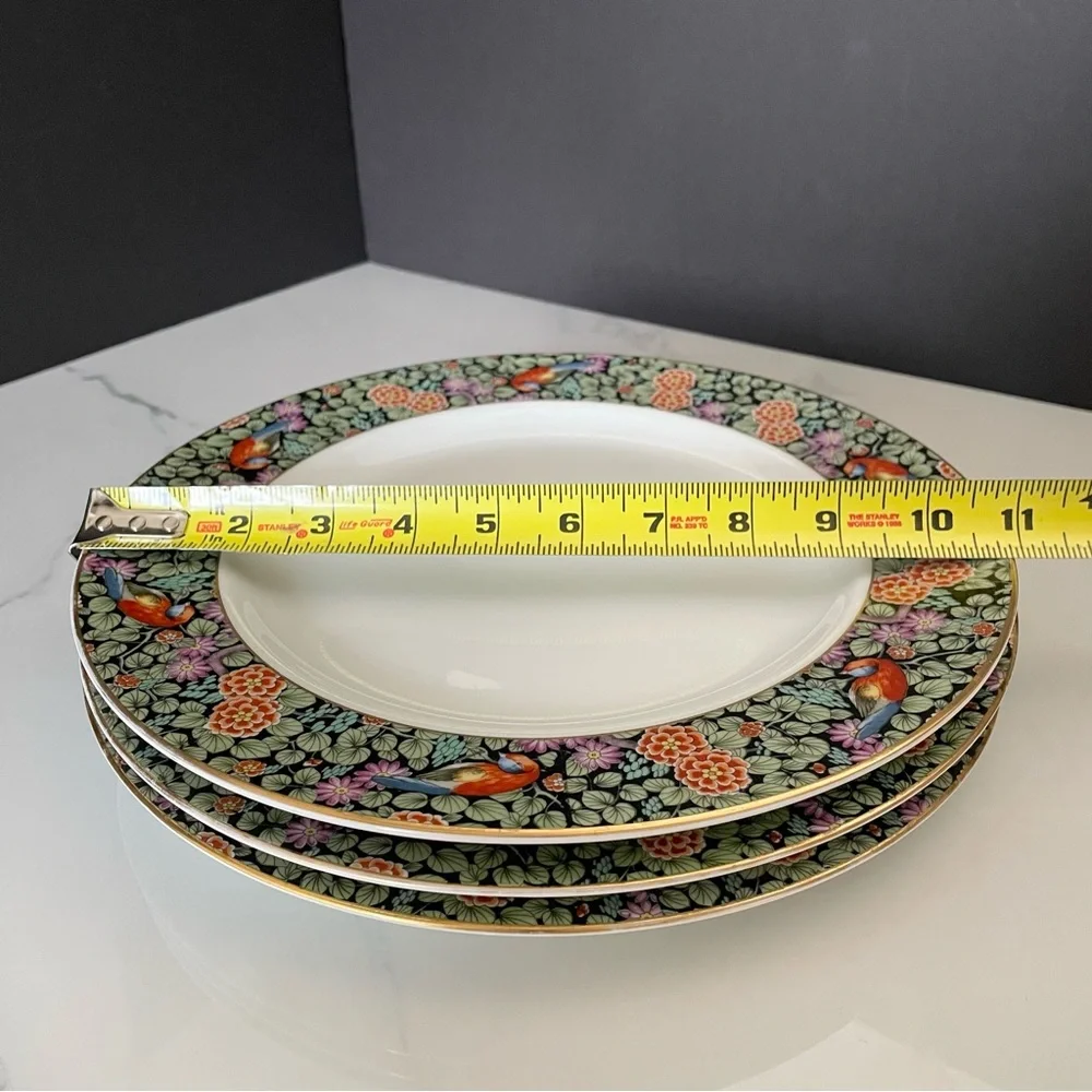 SET of 3 Parrot Bird Floral Dinner Plates - Rosenthal